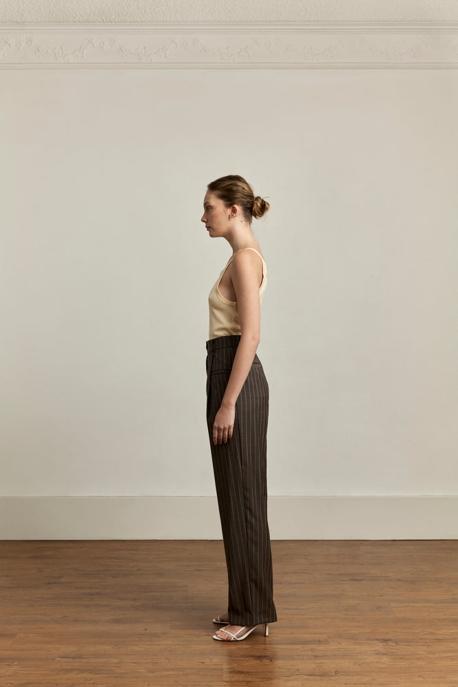 
                  
                    Emery Trouser | Nutmeg Stripe
                  
                