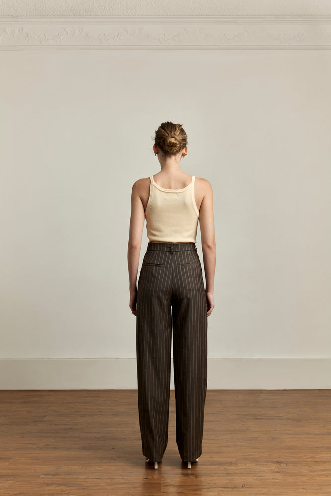 
                  
                    Emery Trouser | Nutmeg Stripe
                  
                