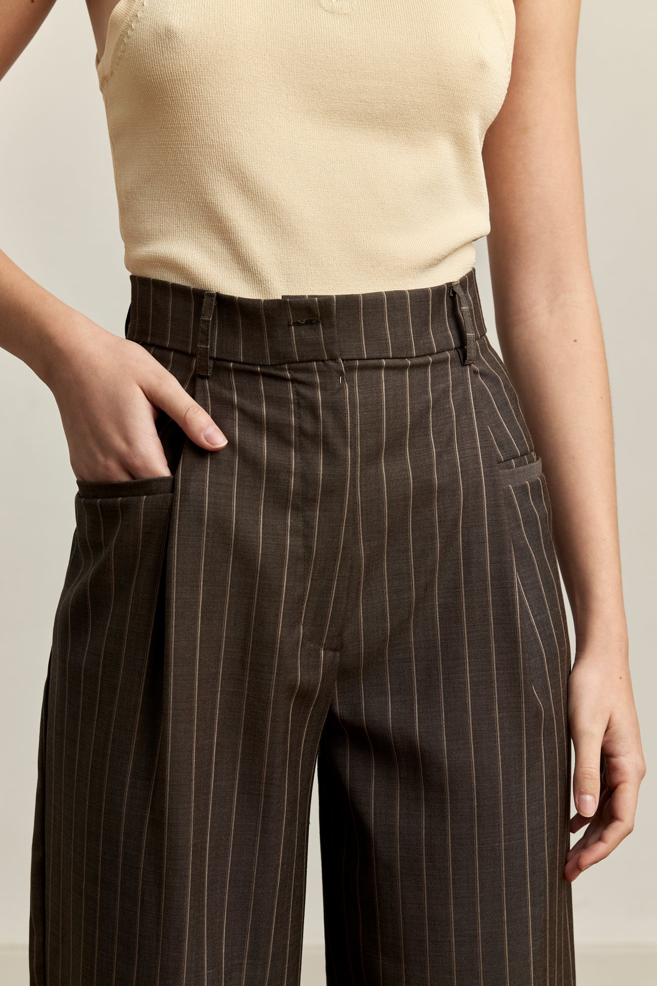 
                  
                    Emery Trouser | Nutmeg Stripe
                  
                