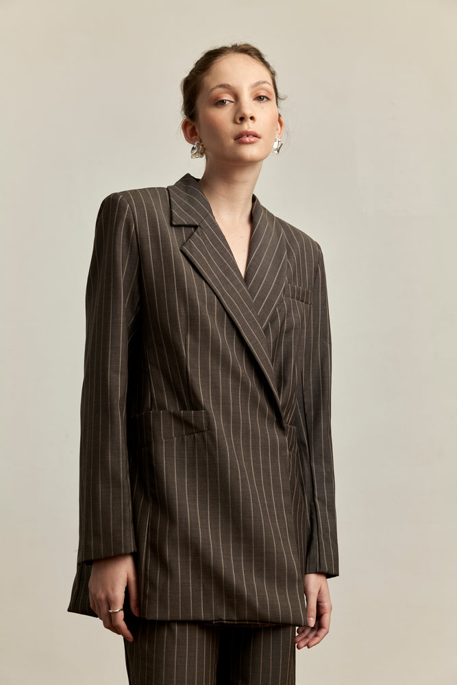 
                  
                    Alora Blazer | Nutmeg Stripe
                  
                