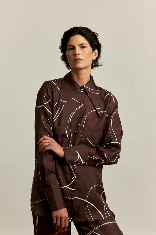 
                  
                    Philomena Shirt | Silk Print Hickory
                  
                